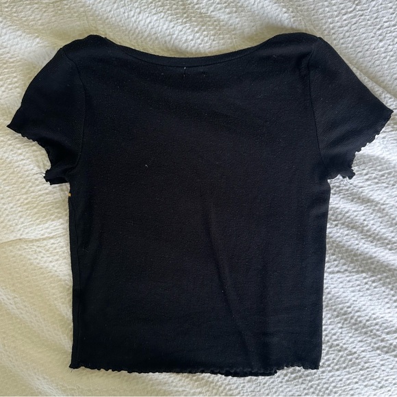 Garage Black Baby Tee with Stripes Size Medium - Picture 2 of 3